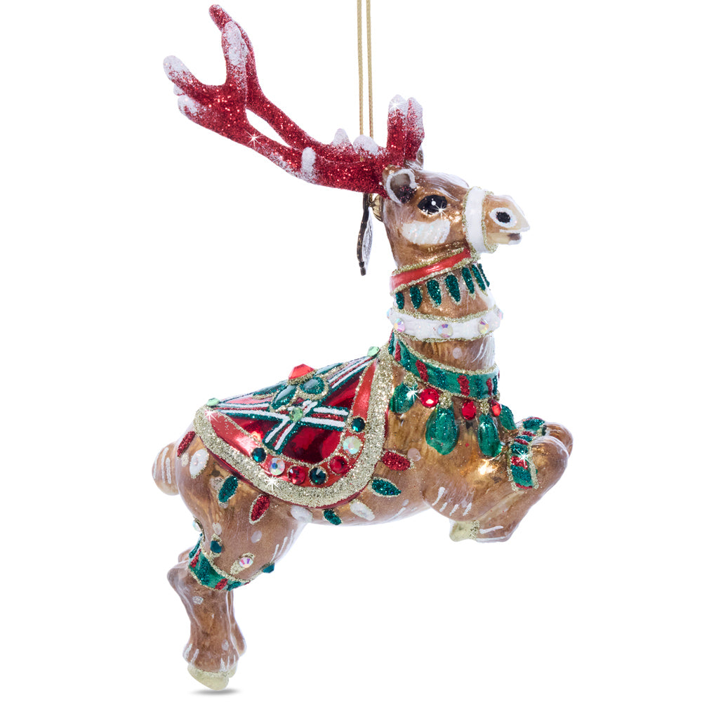 Comet Reindeer Glass Ornament