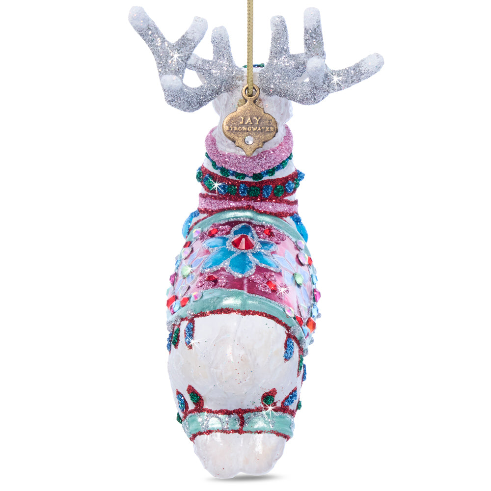 Cupid Reindeer Glass Ornament