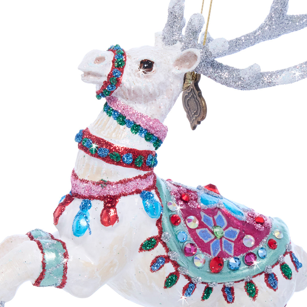 Cupid Reindeer Glass Ornament