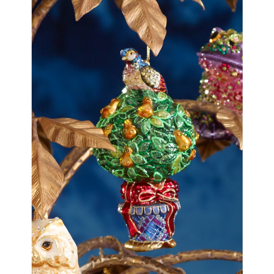 Partridge in a Pear Tree Glass Ornament