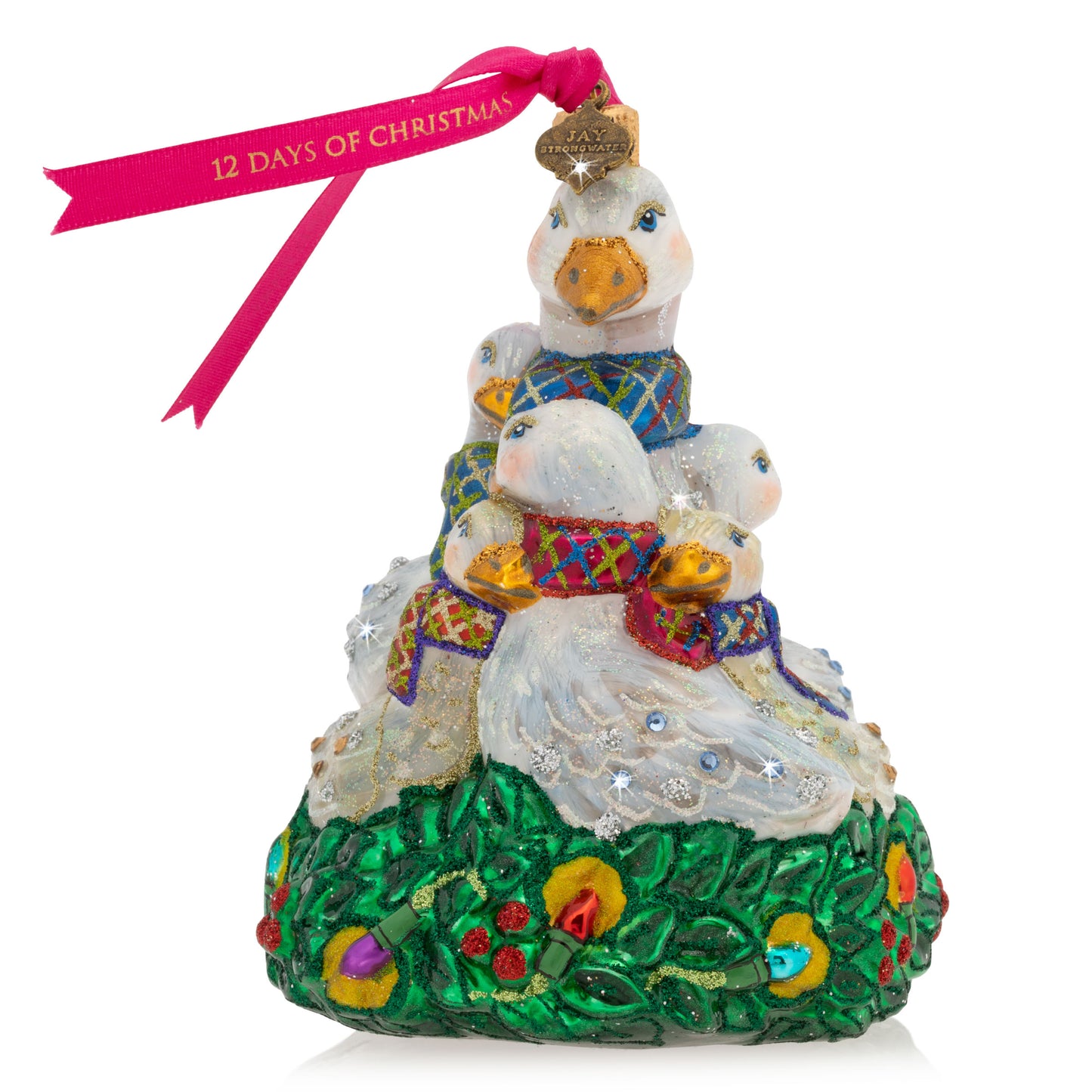 Six Geese of Laying Glass Ornament
