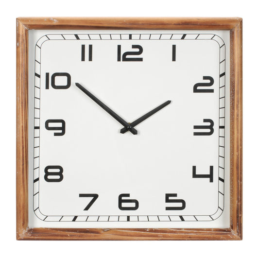 Square Wood Frame Wall Clock 16"SQ