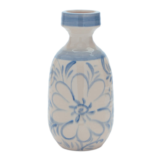 Floral Stoneware Vase 11"H