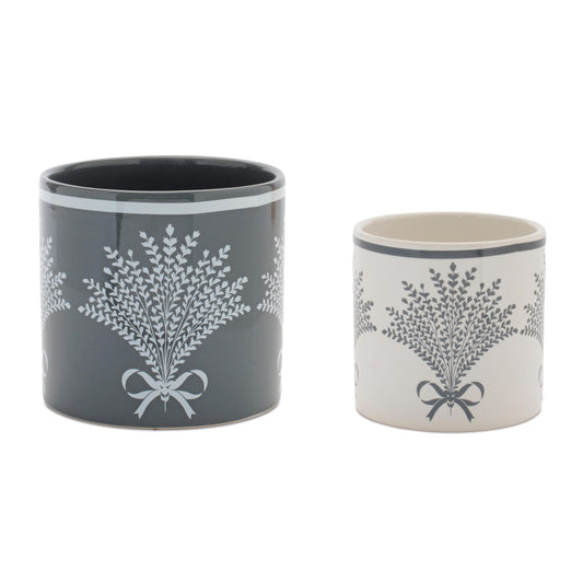 Botanical Bouquet Dolomite Planter (Set of 2)