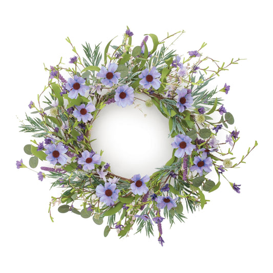 Pink Cosmos Floral Wreath 22"D