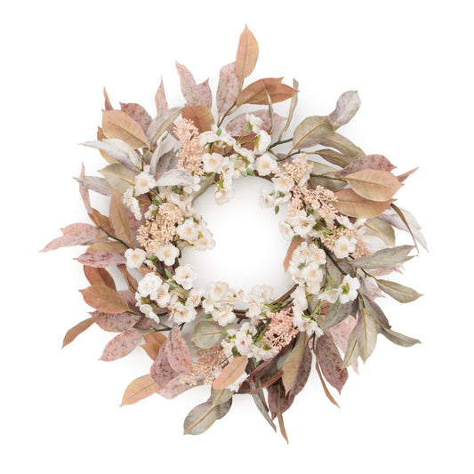 Harvest Foliage and Blossom Wreath 24"D