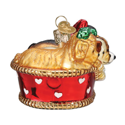 Puppies In A Basket Ornament