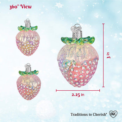 Shimmering  Strawberry Ornament
