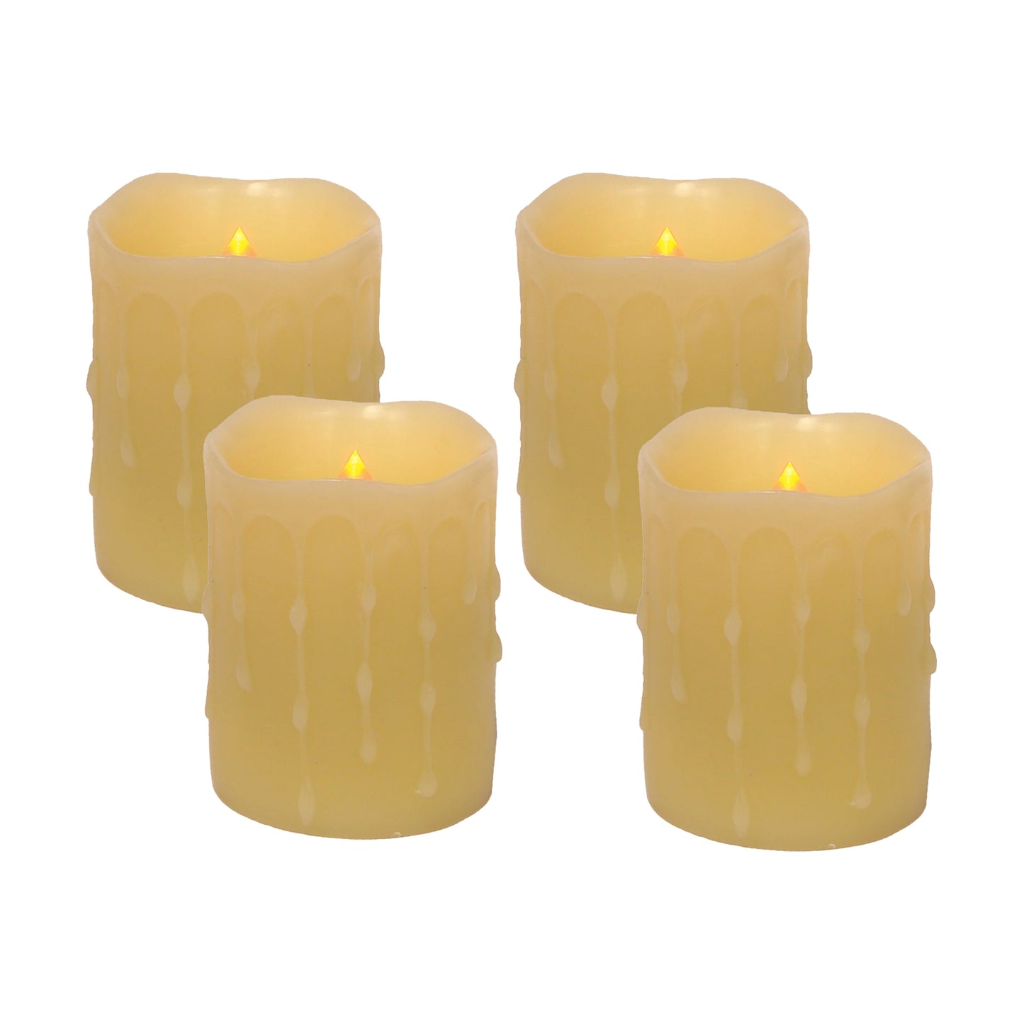 LED Dripping Wax Pillar Candles (Set of 4) 4"H