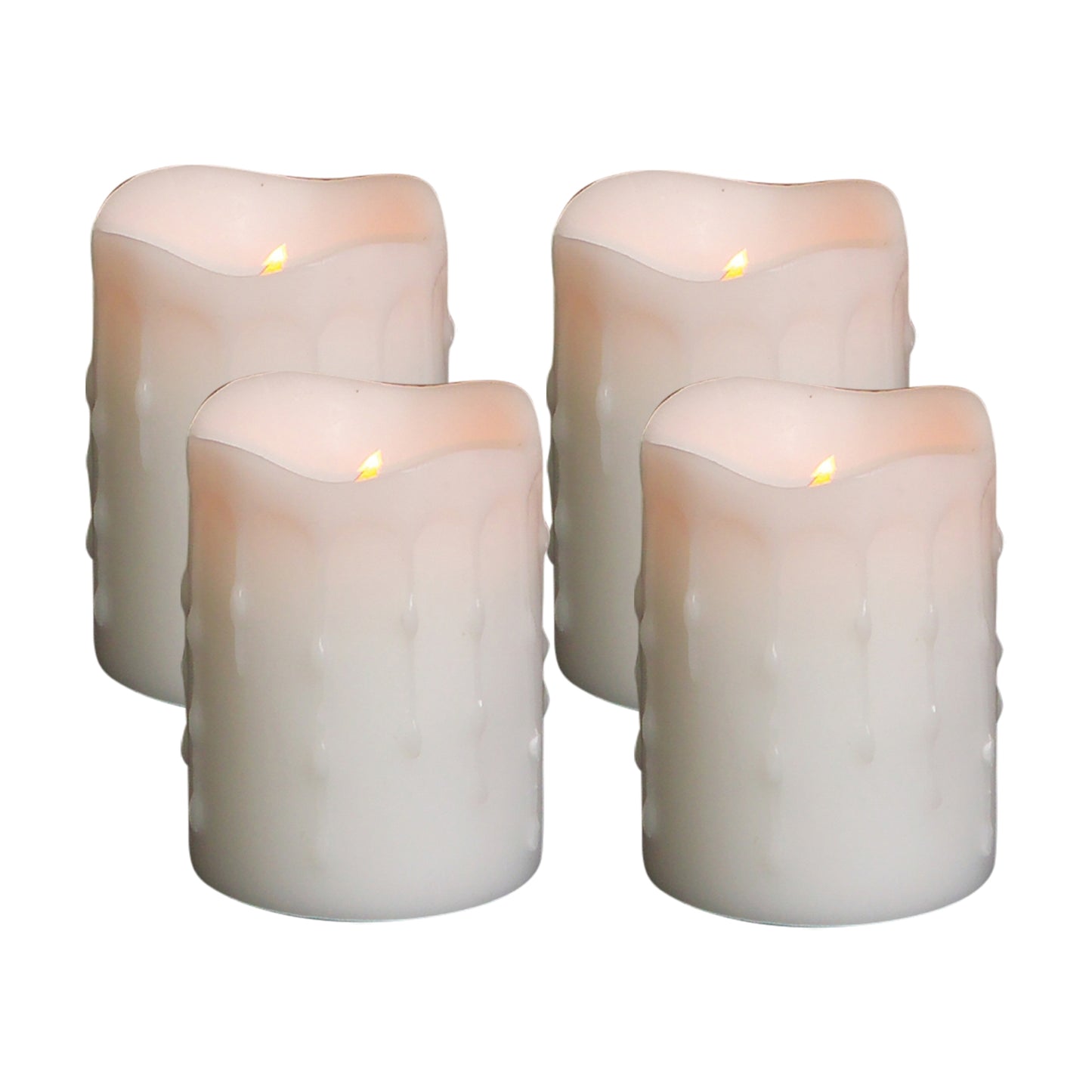 LED Dripping Wax Pillar Candles (Set of 4) 4"H