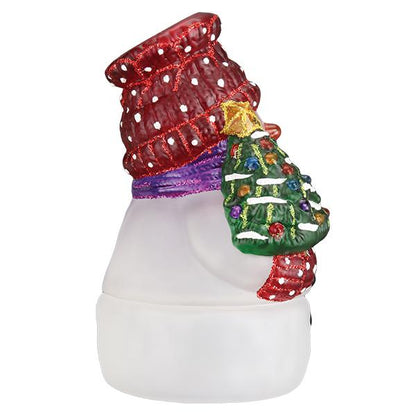 Snowman With Tree Candle Light