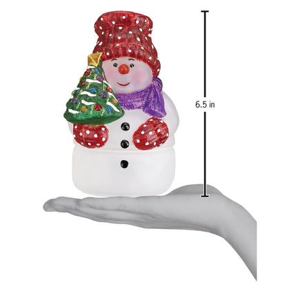 Snowman With Tree Candle Light
