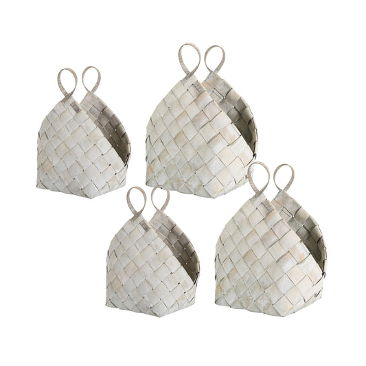 Woven Metasequoia Wood Basket with Handles (Set of 4) 18"H, 21"H