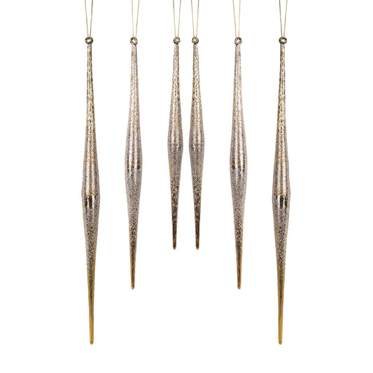 Gold and Silver Ombre Drop Ornament (Set of 6)
