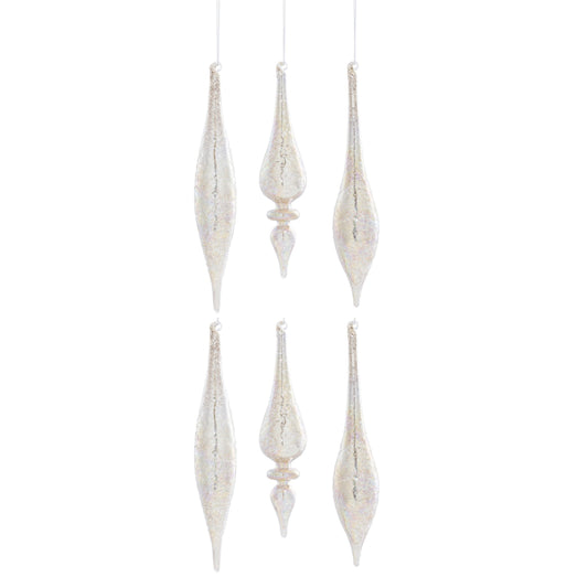 Champagne Jeweled Glass Drop Ornament (Set of 6)