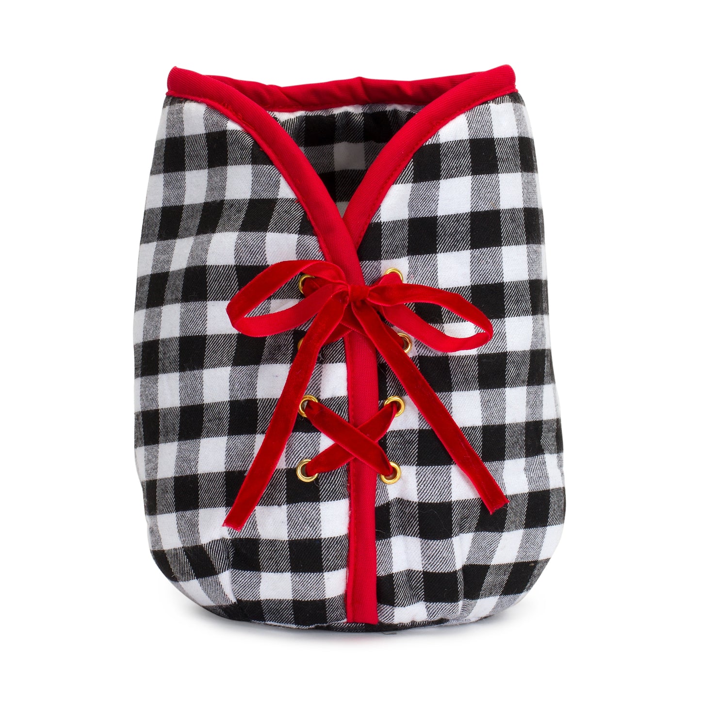 Plaid Christmas Tree Pot Cover 9"H