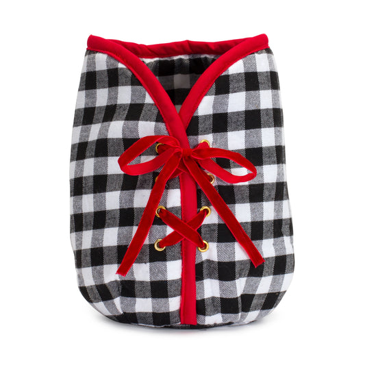 Plaid Christmas Tree Pot Cover 9"H