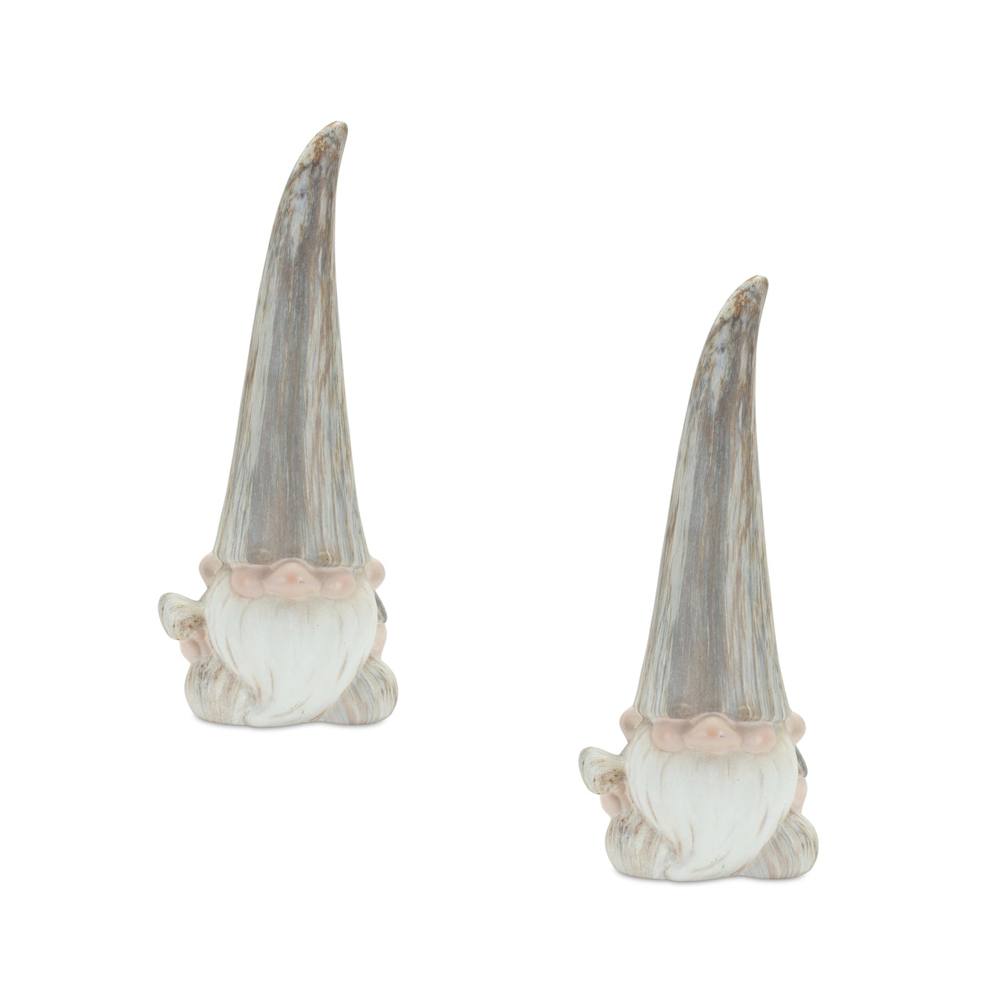 Modern Terra Cotta Gnome Figurine with Marble Finish (Set of 2) 14.5"D