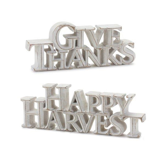 Happy Harvest and Give Thanks Tabletop Sign (Set of 2)