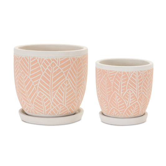 Stone Planter with Plate (Set of 2)