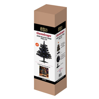 18" Mini Black Tree Pre-lit