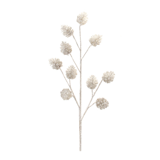 Glittered Silver Pinecone Spray (Set of 6)