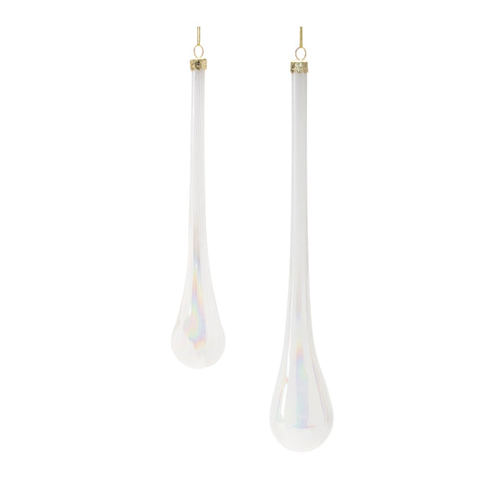 Iridescent Glass Drop Ornament (Set of 6)
