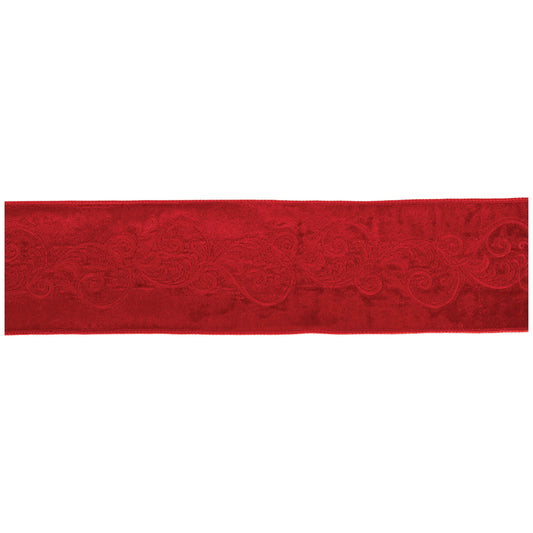 Ornate Embroidered Wired Ribbon 4" x 5 Yds.