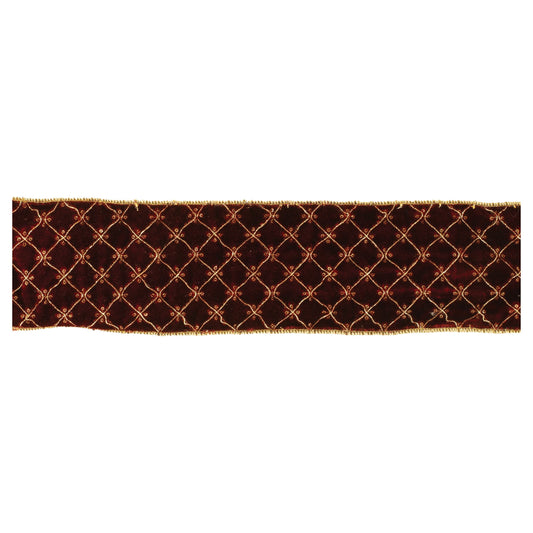 Ornate Diamond Pattern Wired Ribbon (Set of 2)