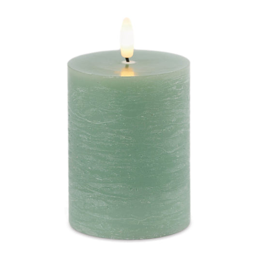 FIA Wick Green Pillar Candle (Set of 2) 4"H