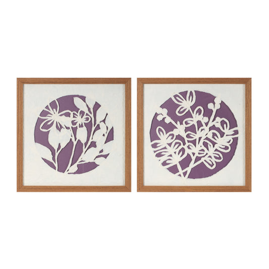 Framed Floral Wall Art Under Glass (Set of 2) 14"