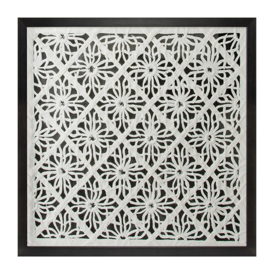 Framed Floral Wall Decor Under Glass 19.5"SQ