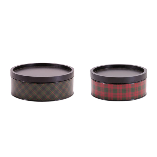 Plaid Iron Canister (Set of 2)