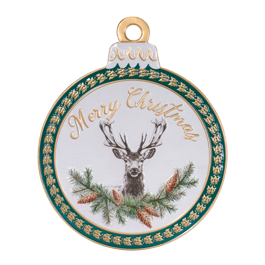 Merry Christmas Deer Ornament Wall Sign 15"H