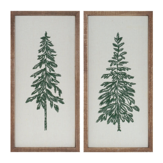Embroidered Pine Tree Wall Art (Set of 2)