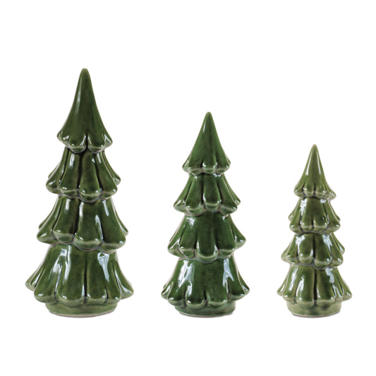Scalloped Ceramic Pine Tree (Set of 3)