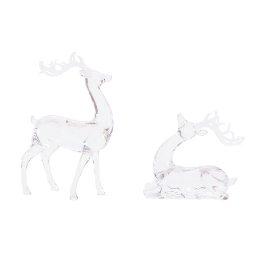 Clear Acrylic Deer Figurines (Set of 2)