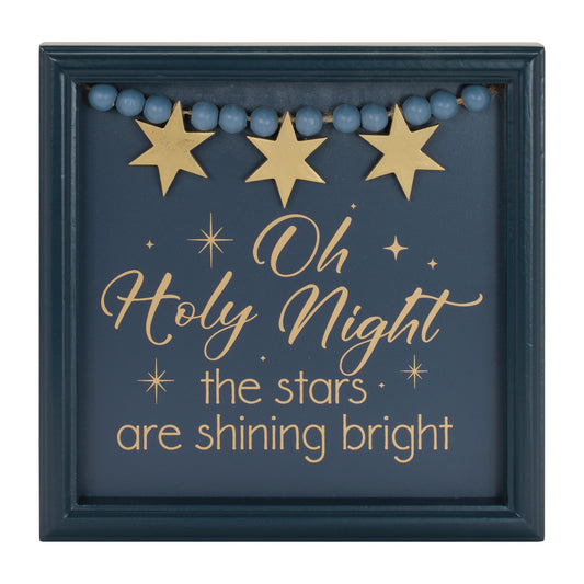 O Holy Night Star Quote Plaque 7.75"SQ
