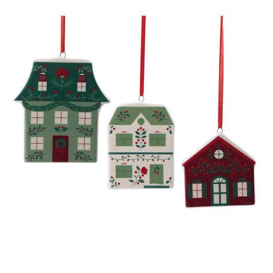 Ceramic House Ornament Assortment (Set of 9)