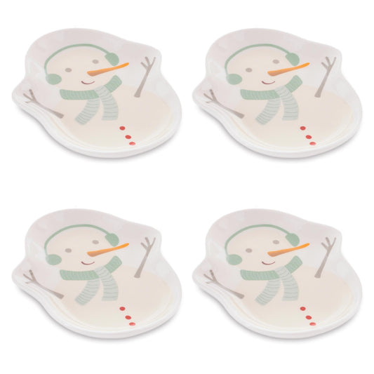 Ceramic Snowman Holiday Trinket Dish (Set of 4)