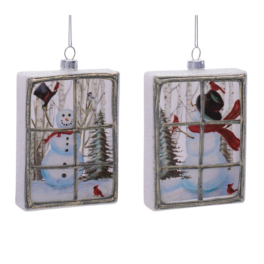 Glass Snowman Window Ornament (Set of 6)