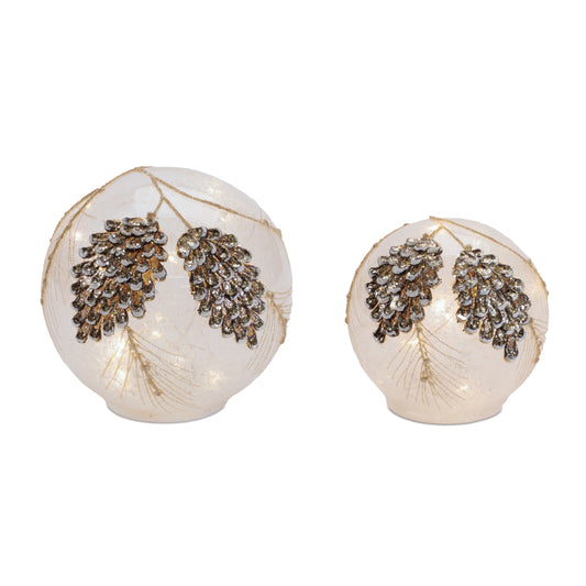 LED Frosted Pine Cone Globe (Set of 2)