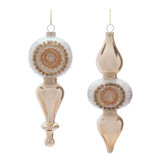 Glass Finial Reflector Ornament (Set of 12)