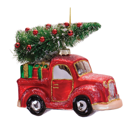Glass Truck and Tree Ornament (Set of 12)