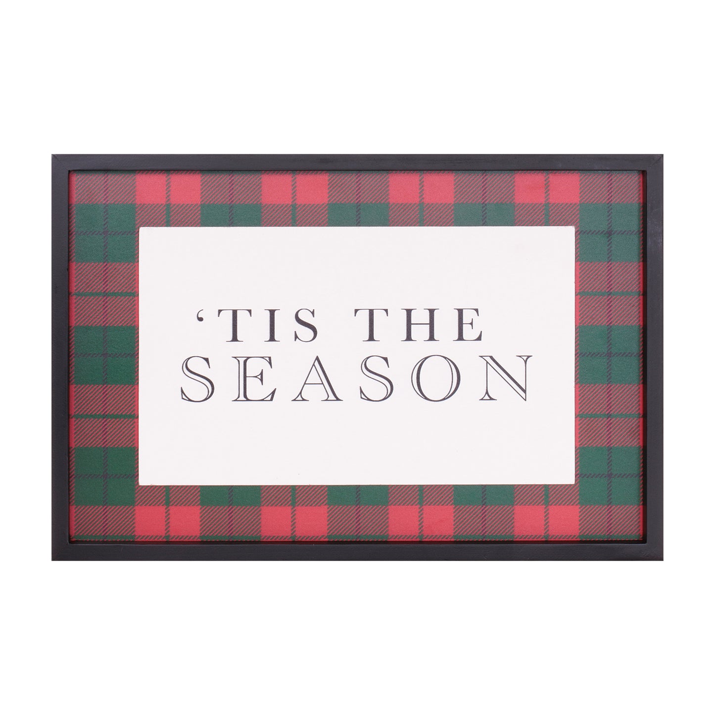 Framed Plaid Tis the Season Print 15.5"L
