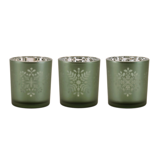 Frosted Snowflake Votive Holder (Set of 3)