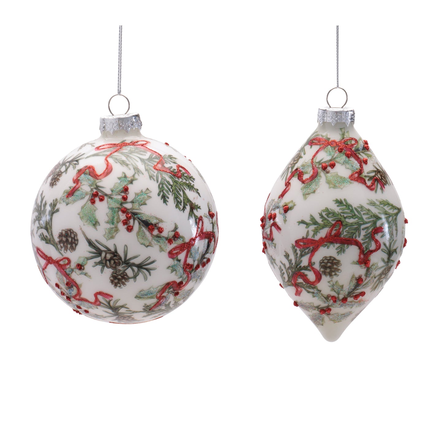 Holiday Botanical Glass Ornament (Set of 6)