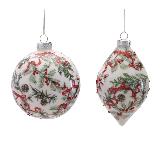 Holiday Botanical Glass Ornament (Set of 6)