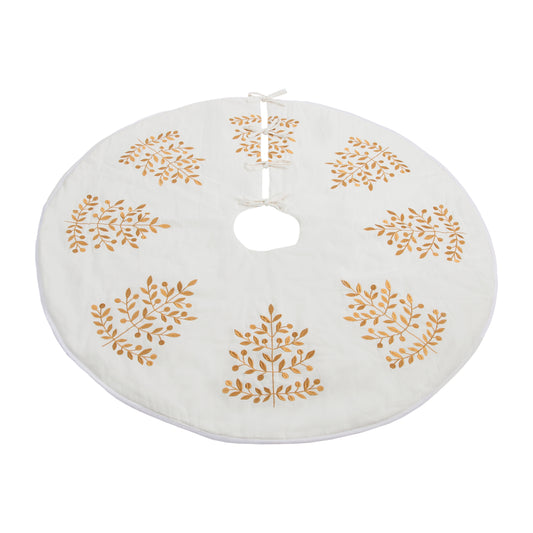 Metallic Leaf Christmas Tree Skirt 48"D