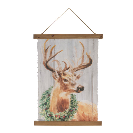 Woodland Deer Christmas Hanging Banner 14"H